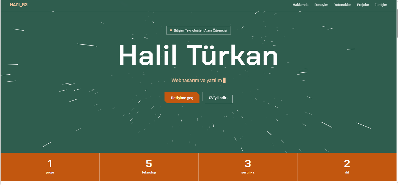 Portfolyo sitesinin ana sayfası